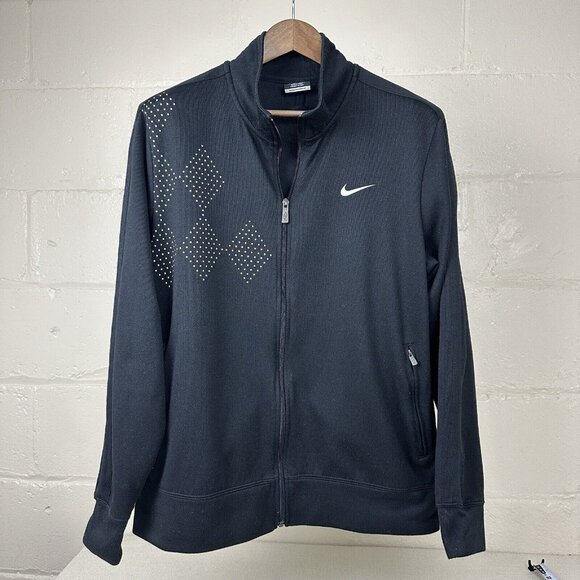 Nike Other - Nike Golf Zip Up Track Jacket Black Diamond Argyle Zipper Pockets Mens Size XL
